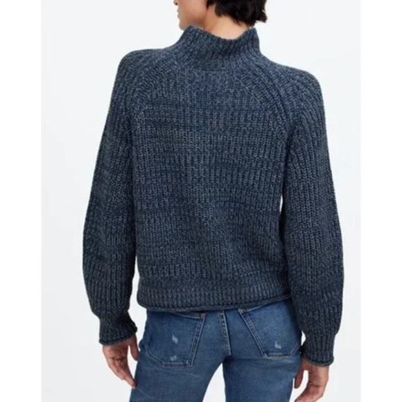 Madewell Mock Neck Sweater Marled Blue Grey NWT M - Picture 3 of 9
